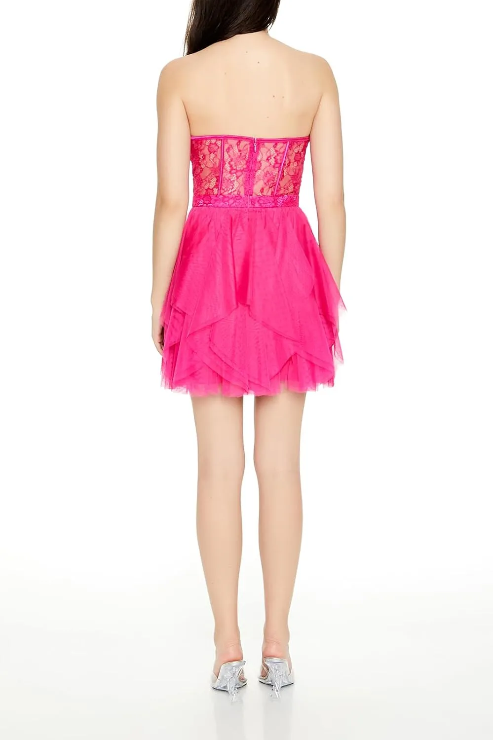 Forever 21 Women's Lace & Tulle Bustier Mini Dress