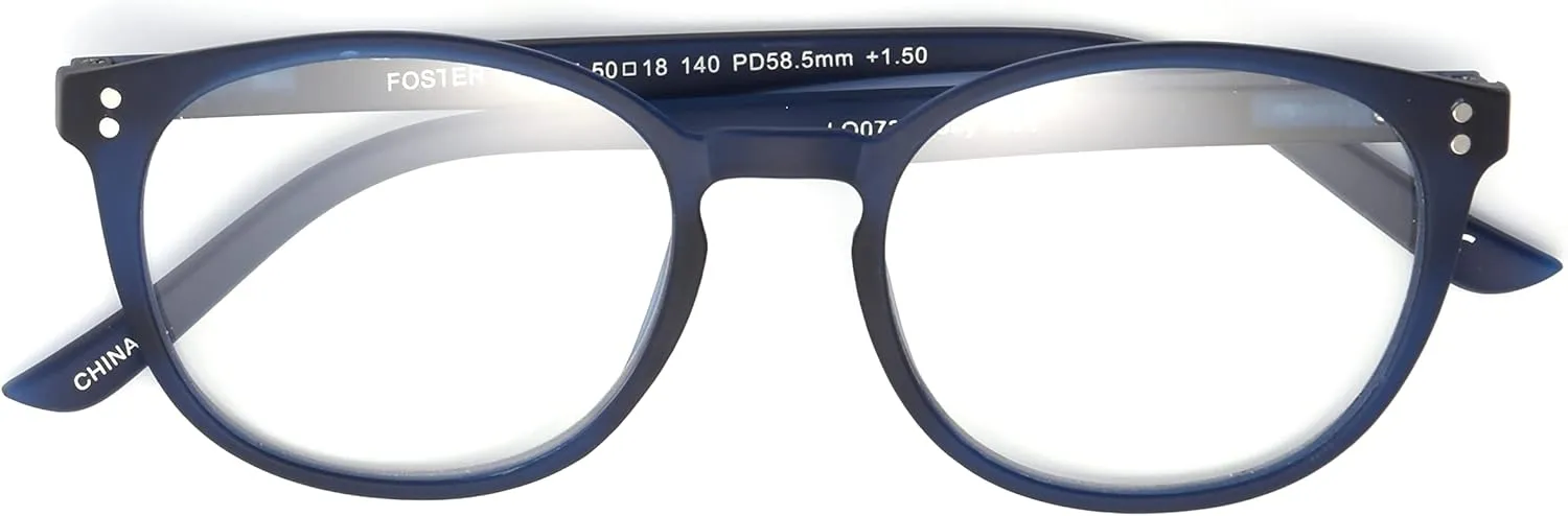 Foster Grant Joey Anti-Fog Blue Light Readers Round Reading Glasses