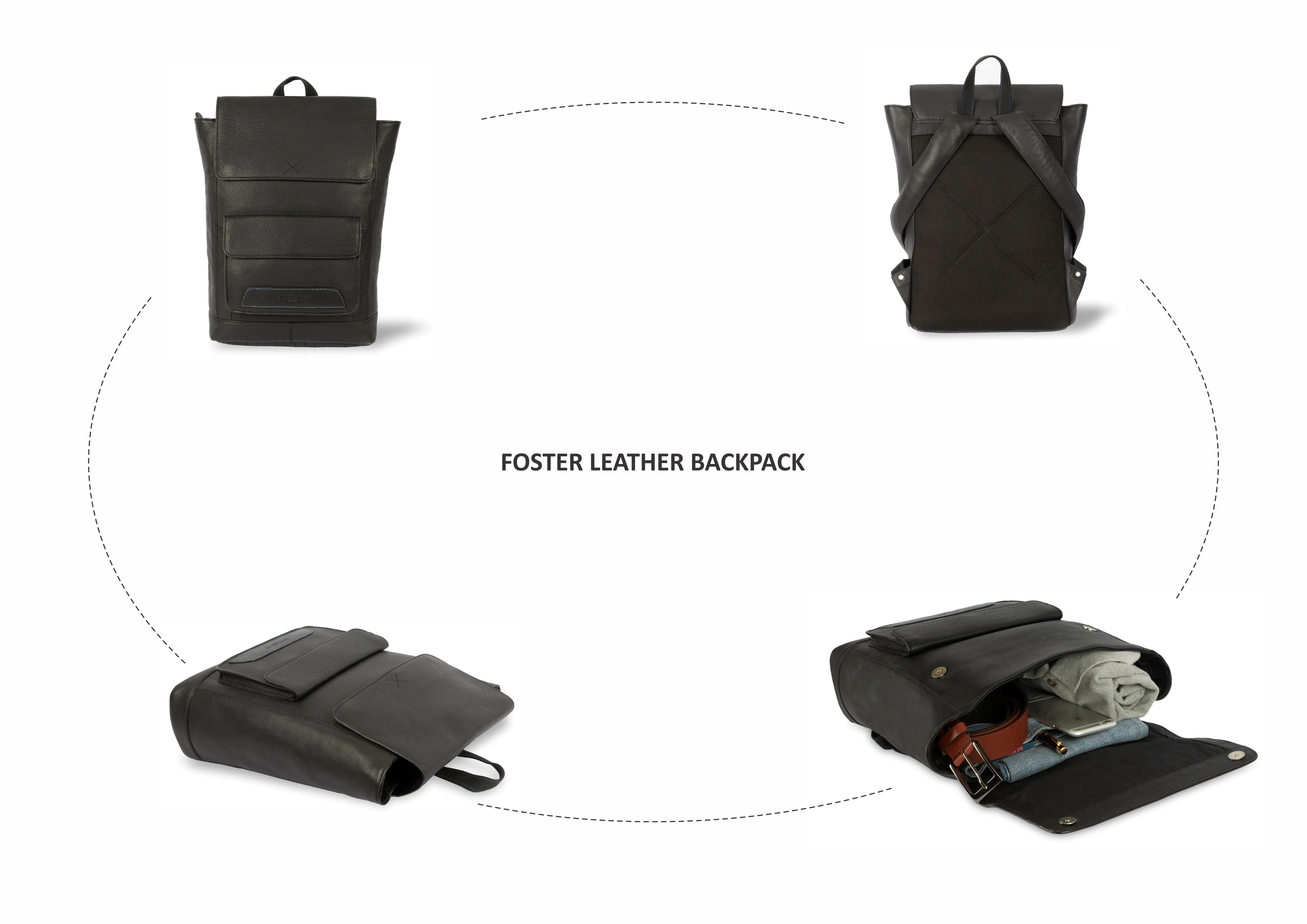 Foster Leather Backpacks - Black