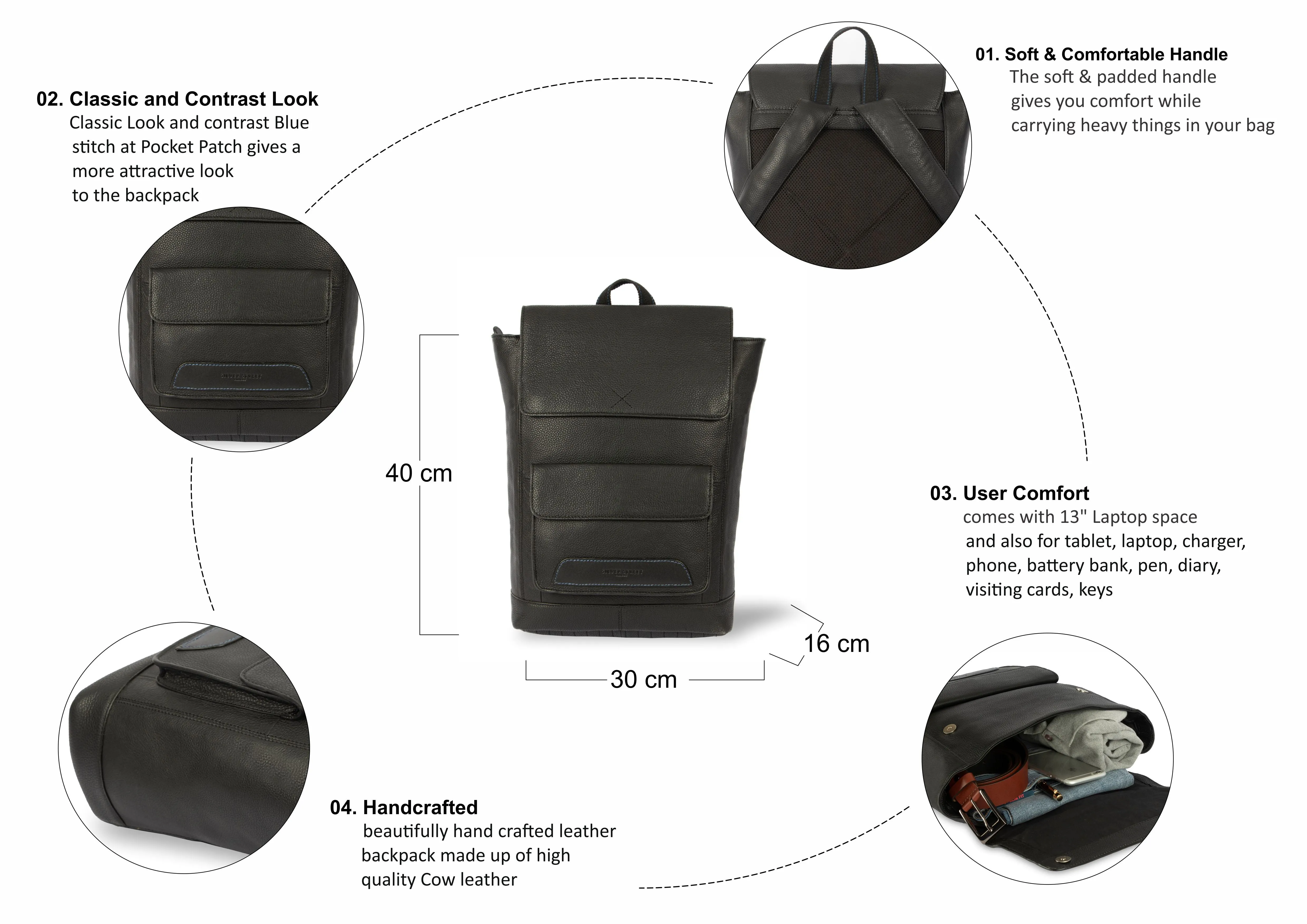 Foster Leather Backpacks - Black