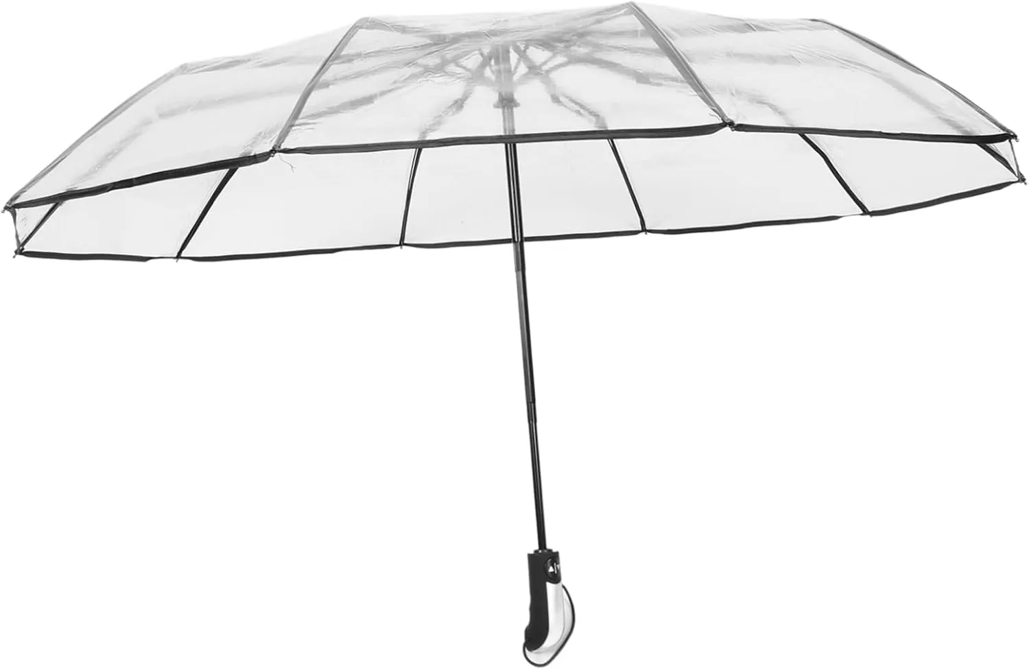 FRCOLOR Folding Transparent Umbrella Automatic Open Lightweight Portable Clear Umbrella for Rain Durable Material with Sturdy Ribs for Handbag Travel