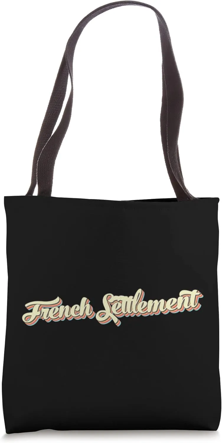 French Settlement TShirt Retro Art Baseball Font Vintage Tote Bag