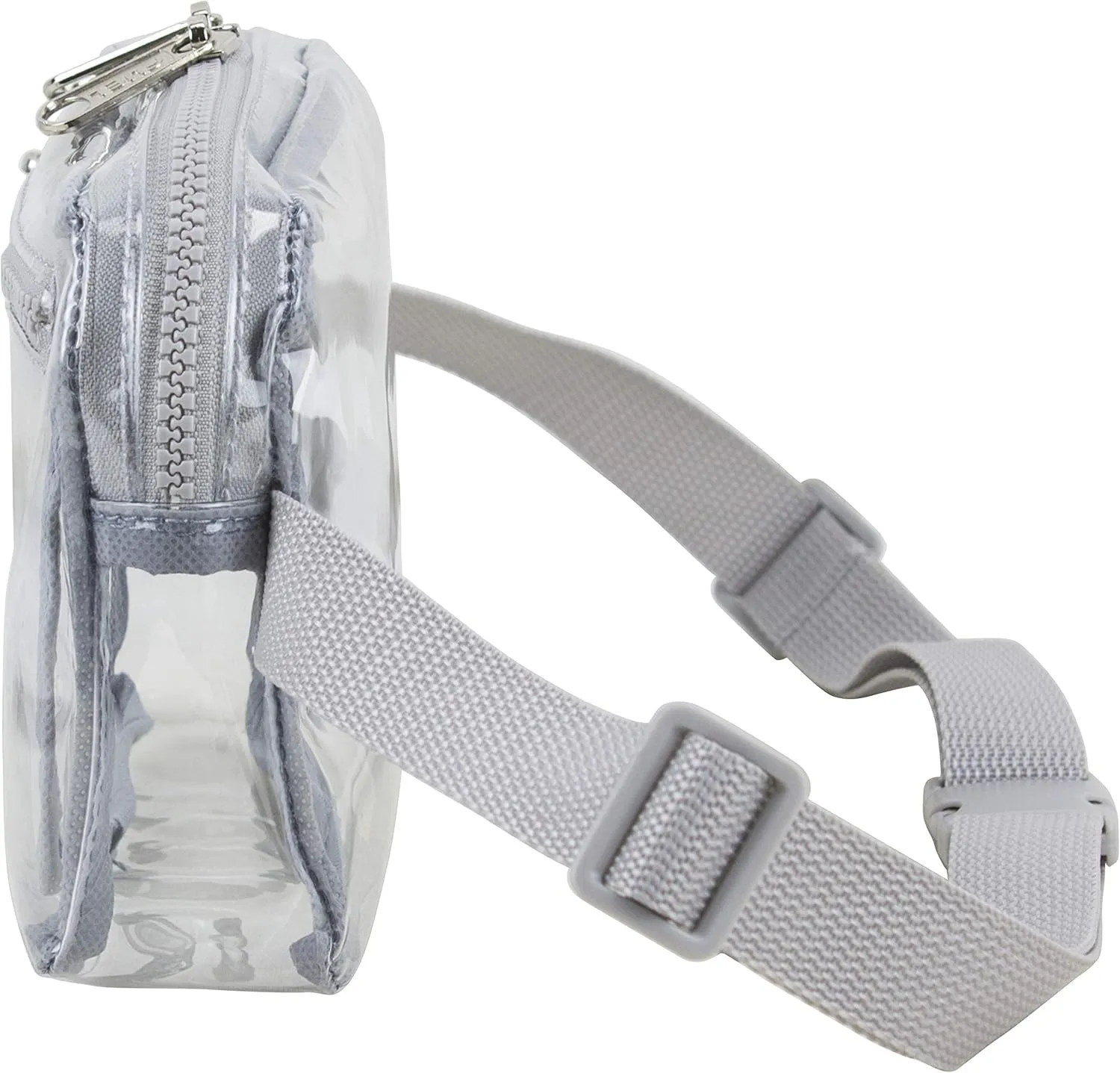 Fuel Transparent Clear Fanny Pack, Stadium Security Approved Adjustable Waist Belt Bag for Running, Hiking, Biking, Travel, Sports, Soft Silver Gray