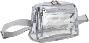 Fuel Transparent Clear Fanny Pack, Stadium Security Approved Adjustable Waist Belt Bag for Running, Hiking, Biking, Travel, Sports, Soft Silver Gray