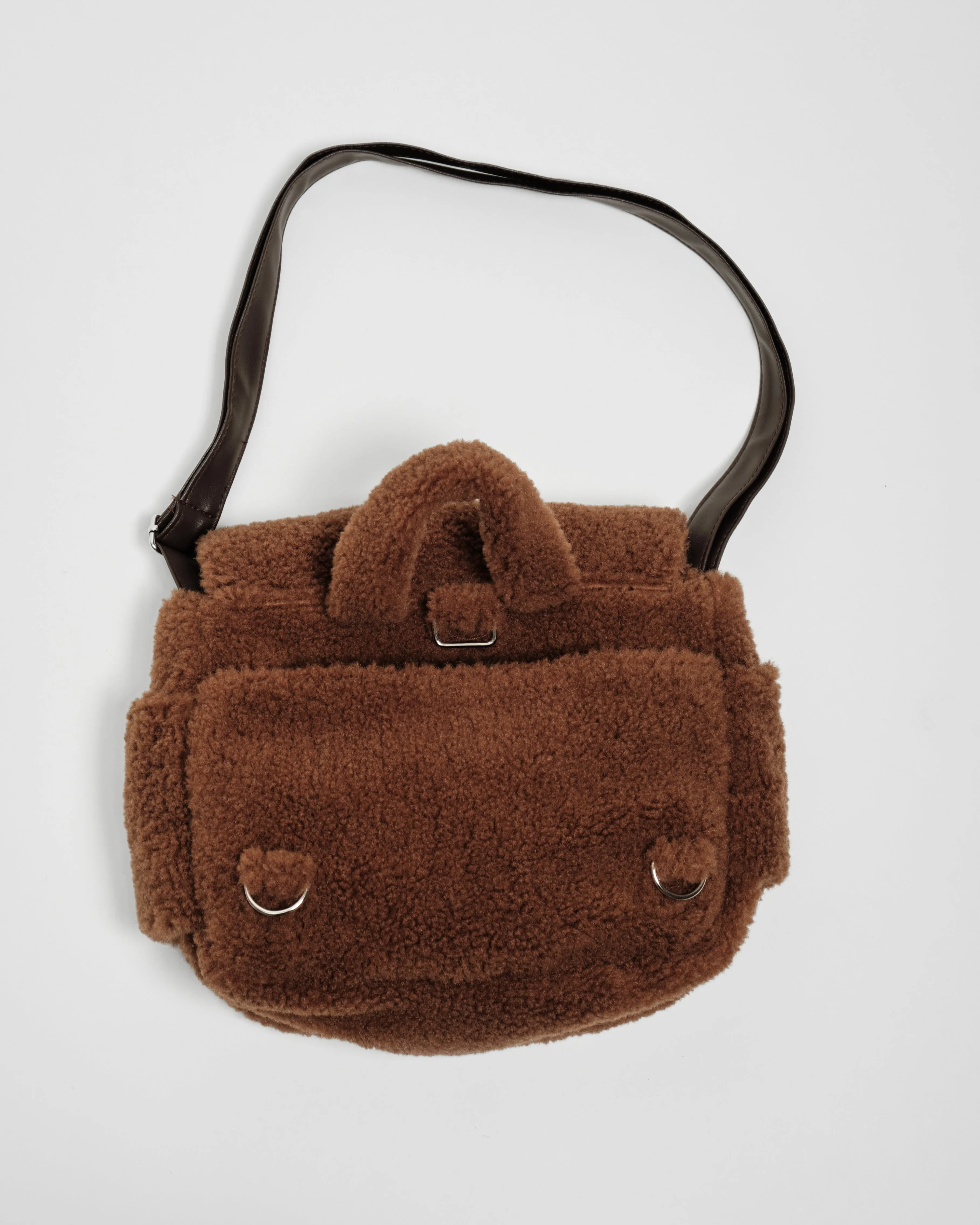 Furry Brown Multi-Carry Crossbody Bag