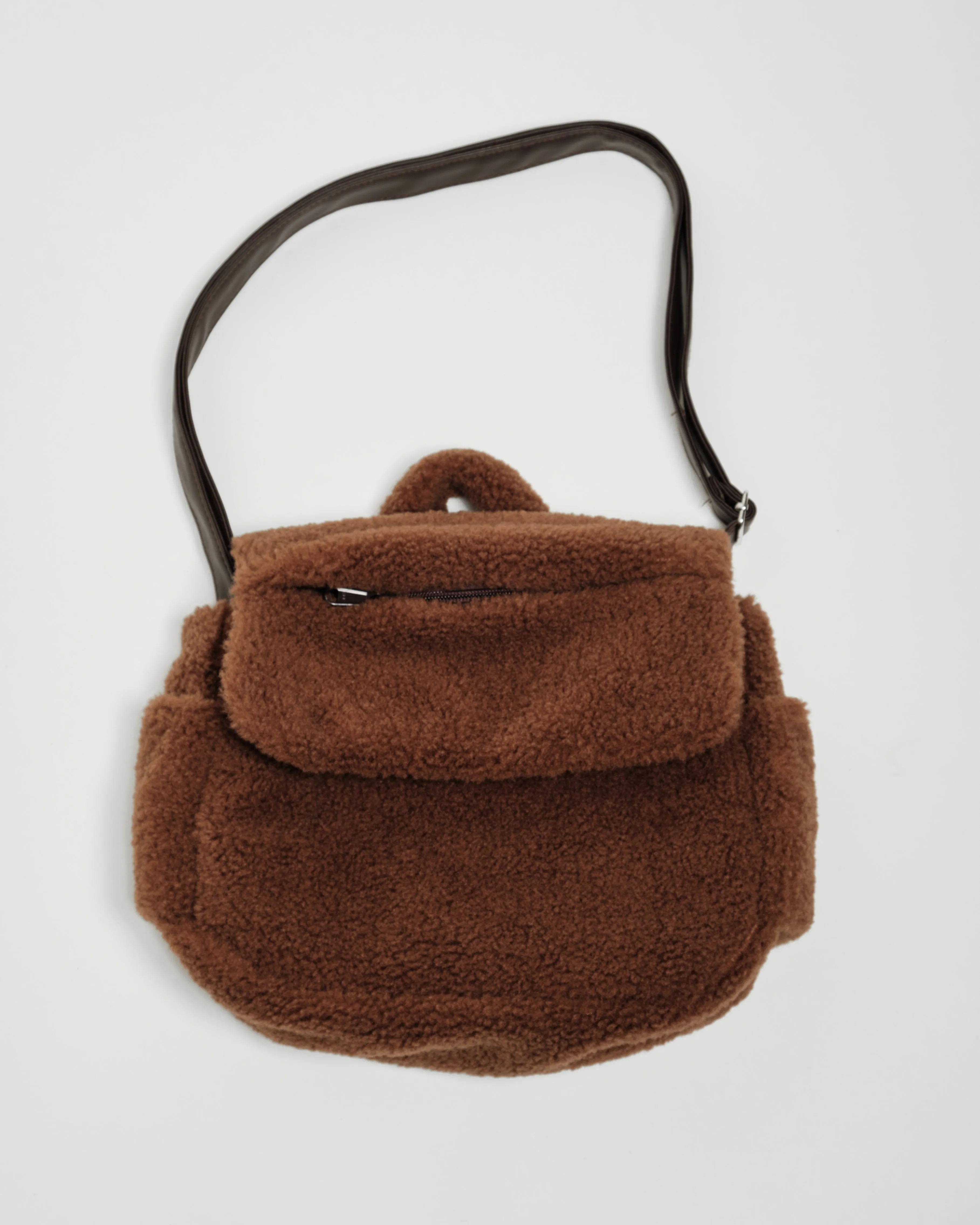Furry Brown Multi-Carry Crossbody Bag