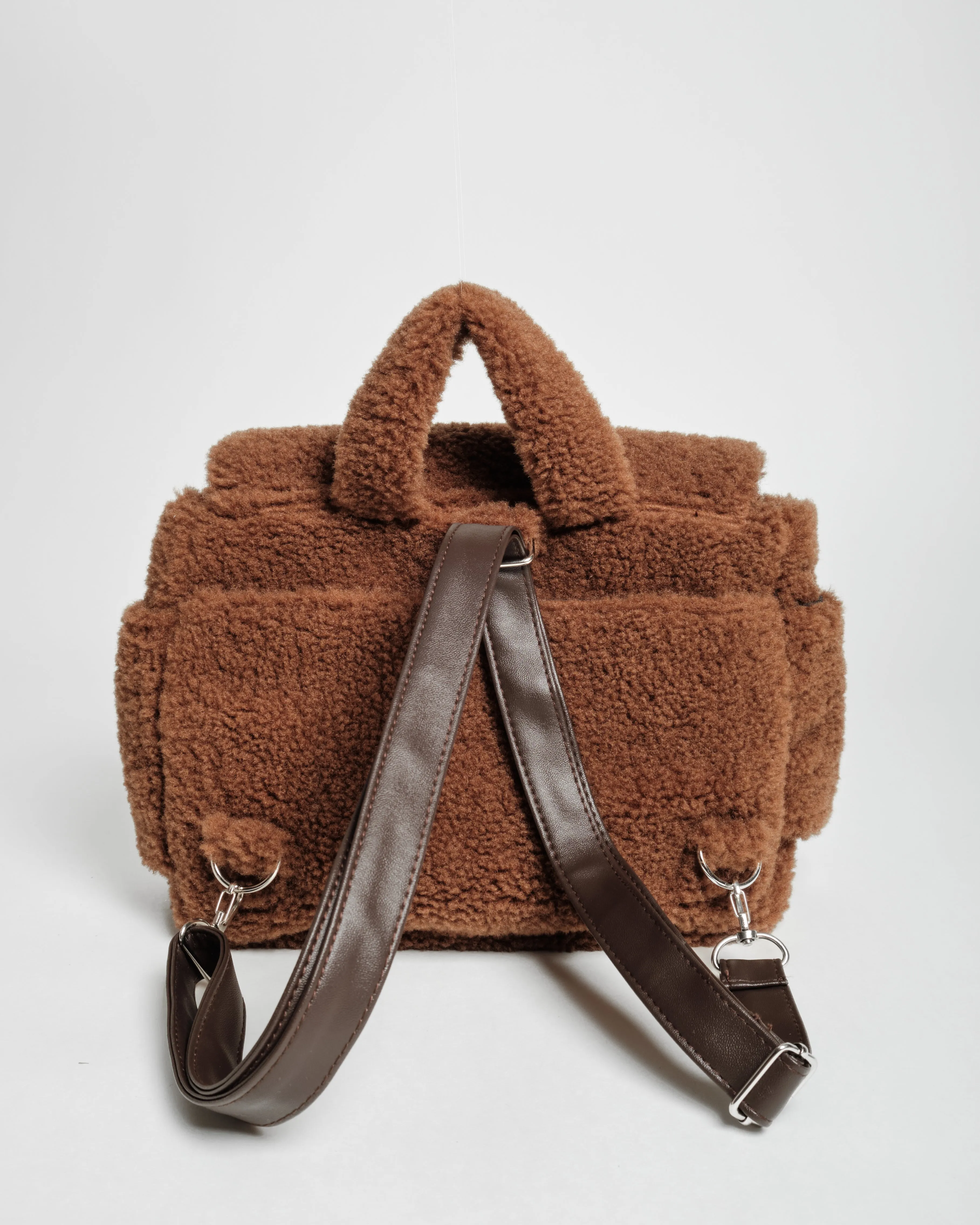 Furry Brown Multi-Carry Crossbody Bag