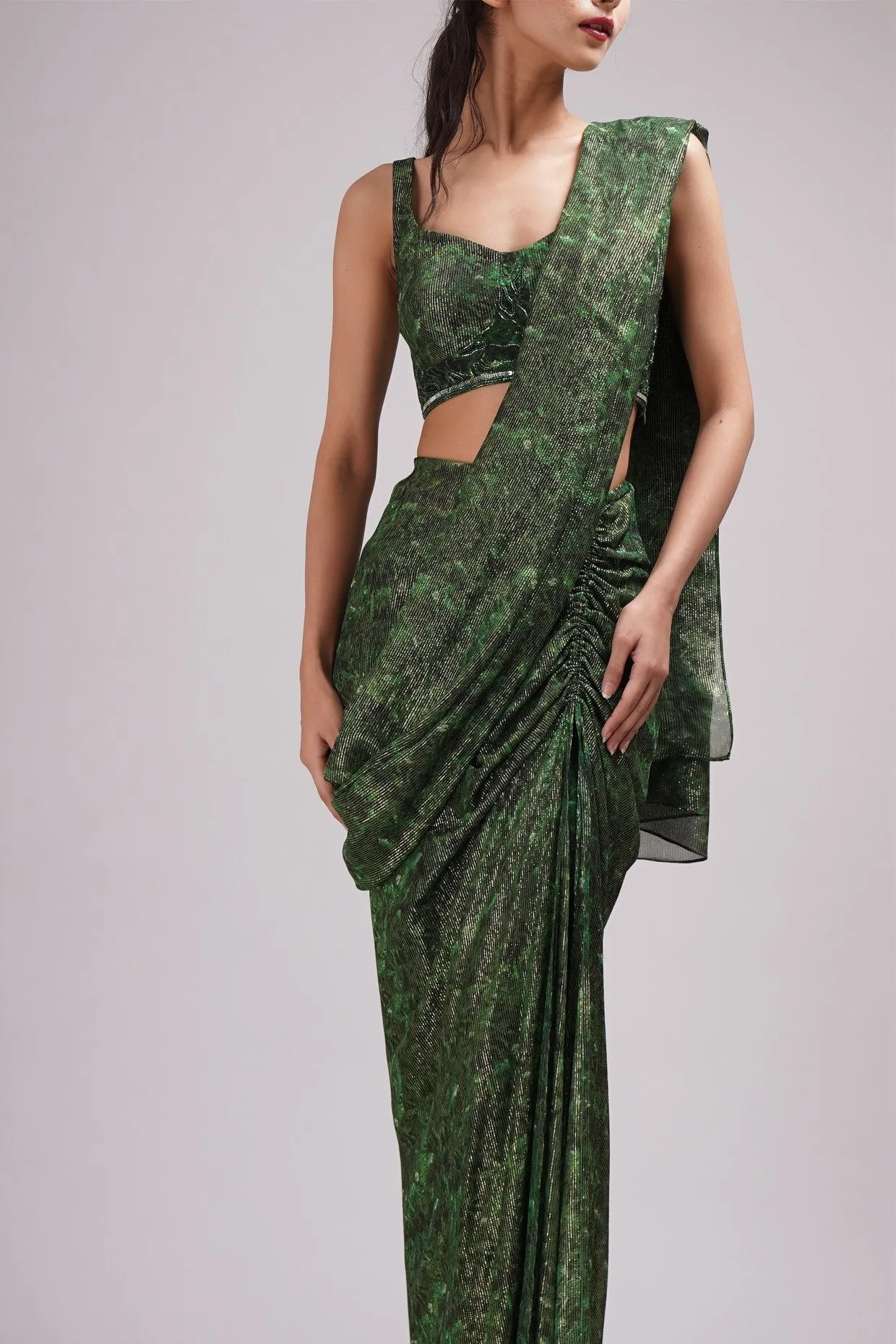 Fusion Style Drape Pant Saree Set