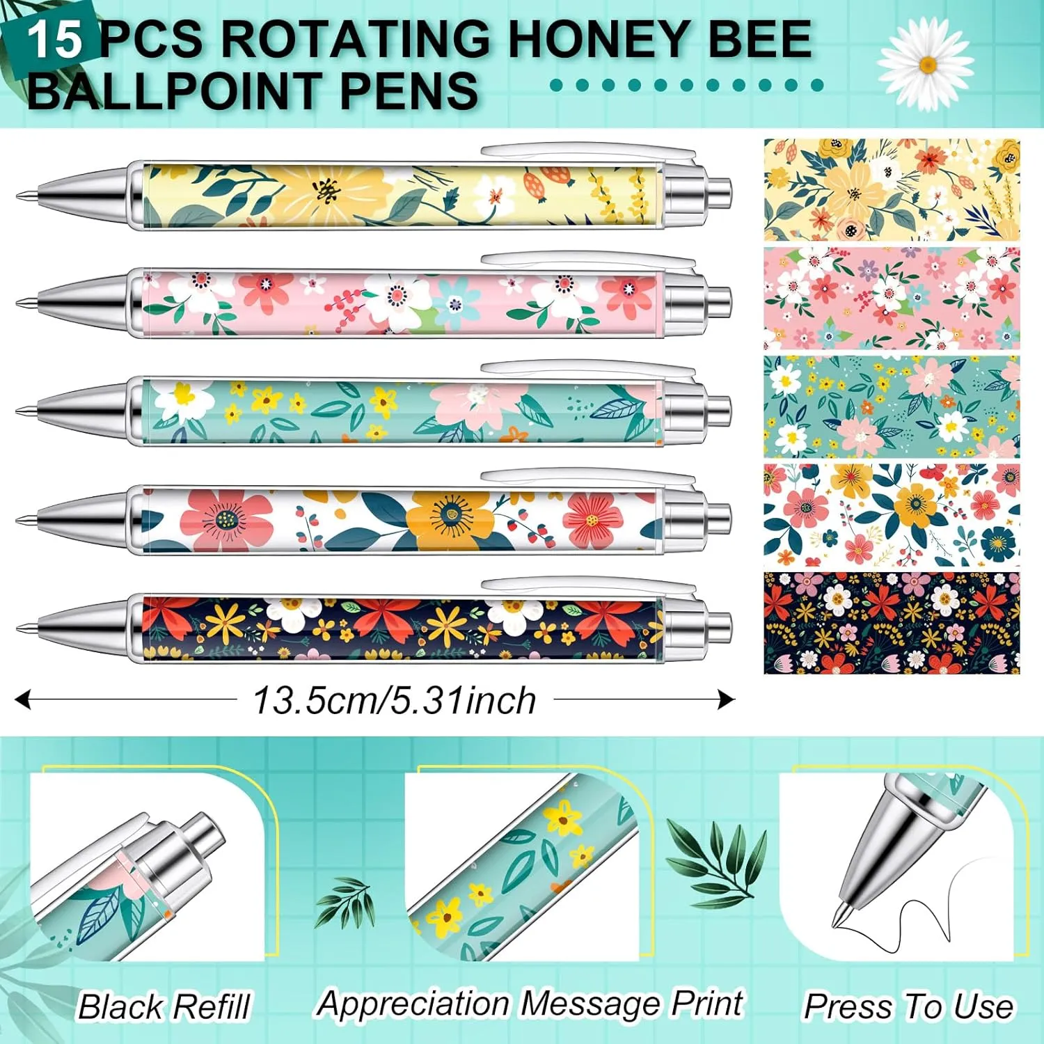 Fuutreo 30 Pcs Flower Notepads with Pens Flower Sticky Notes Funny Flower Ballpoint Pens Bulk Floral to Do List Memo Pads Floral Pens Flower Party Favors for Mother's Day School Office Holiday Gifts