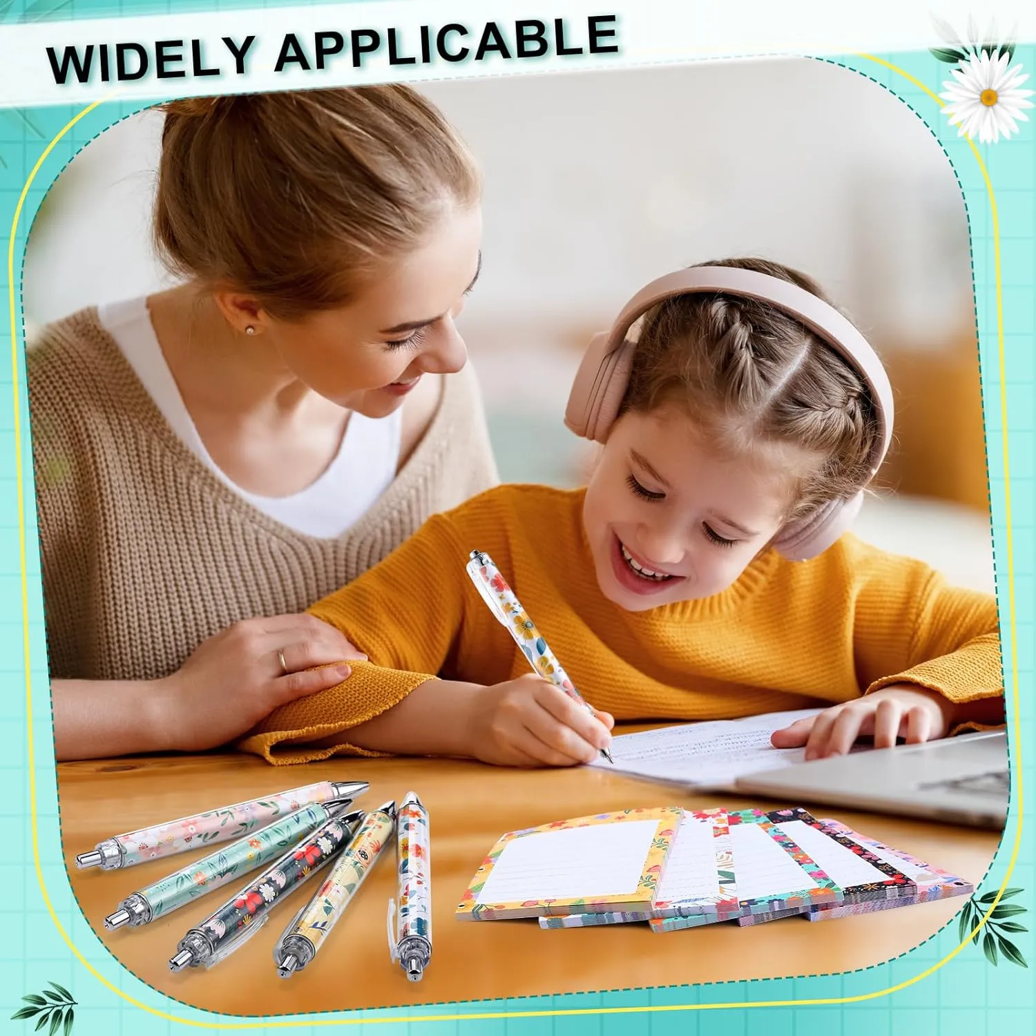 Fuutreo 30 Pcs Flower Notepads with Pens Flower Sticky Notes Funny Flower Ballpoint Pens Bulk Floral to Do List Memo Pads Floral Pens Flower Party Favors for Mother's Day School Office Holiday Gifts