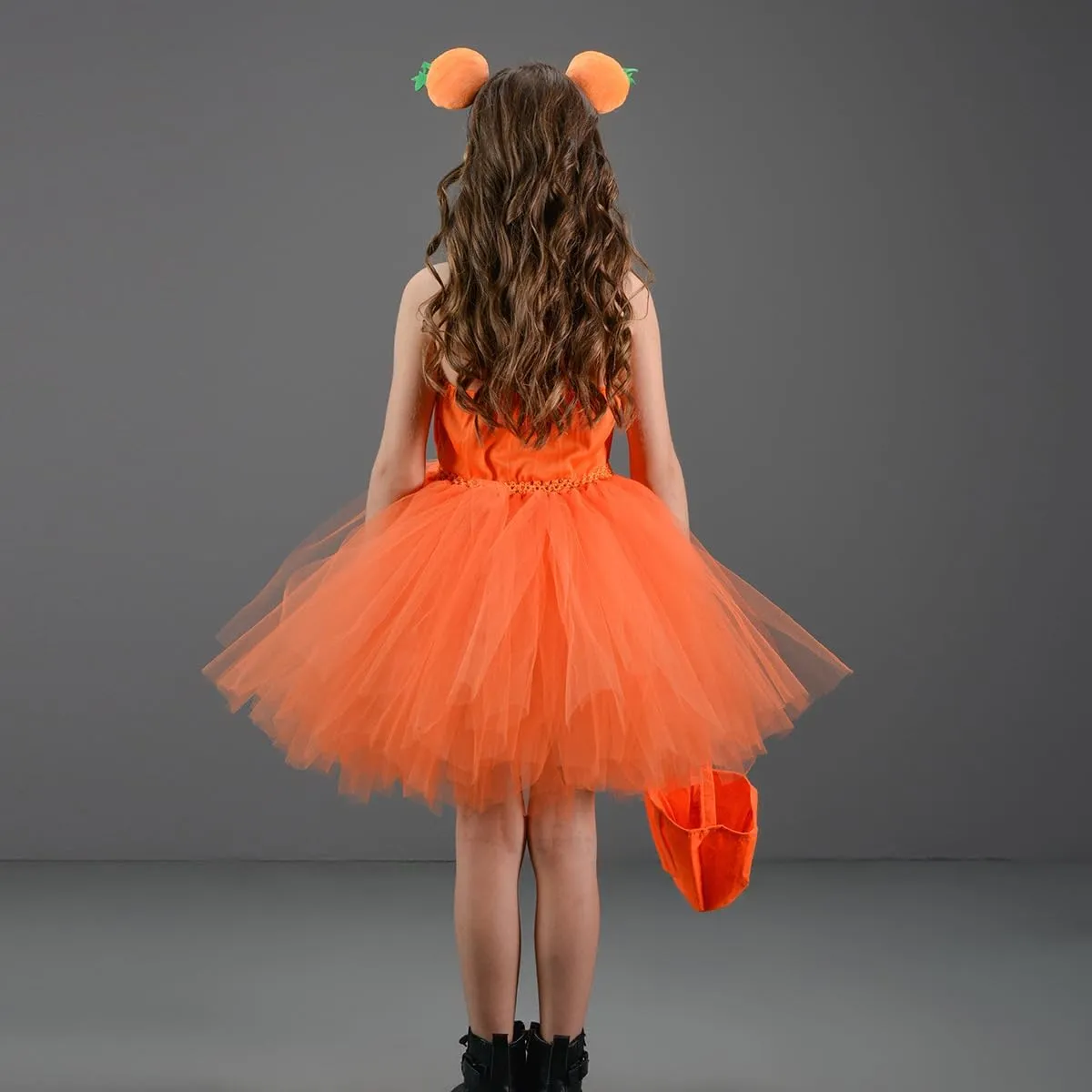FYMNSI Kids Girls Pumpkin Layered Tulle Tutu Dress Headband Bag 3PCS Toddler Baby Birthday Halloween Cosplay Fancy Dress Up
