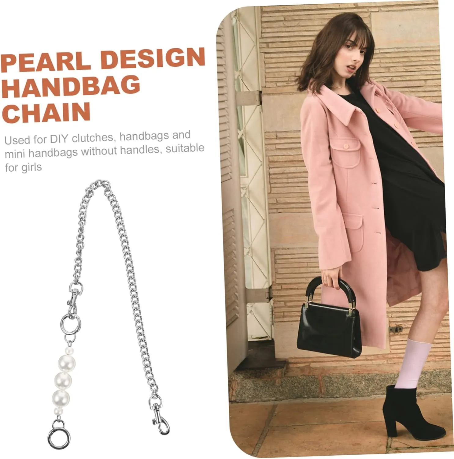 Gadpiparty Pearl Strand Accessories Handbag Replacement Chain Bag Belt Pearl Design