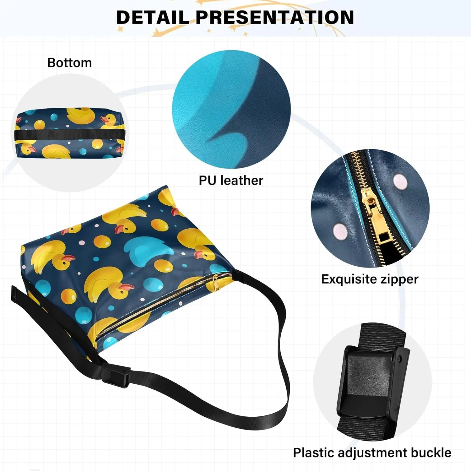 GAIGEO a of Sea Shells and Starfish Lightweight Leather Shoulder Bag, Men's Leather Crossbody Bag, Large Crossbody Bag
