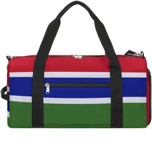 Gambia Flag Travel Gym Bag Waterproof Weekender with Shoe Compartment and Wet Pocket