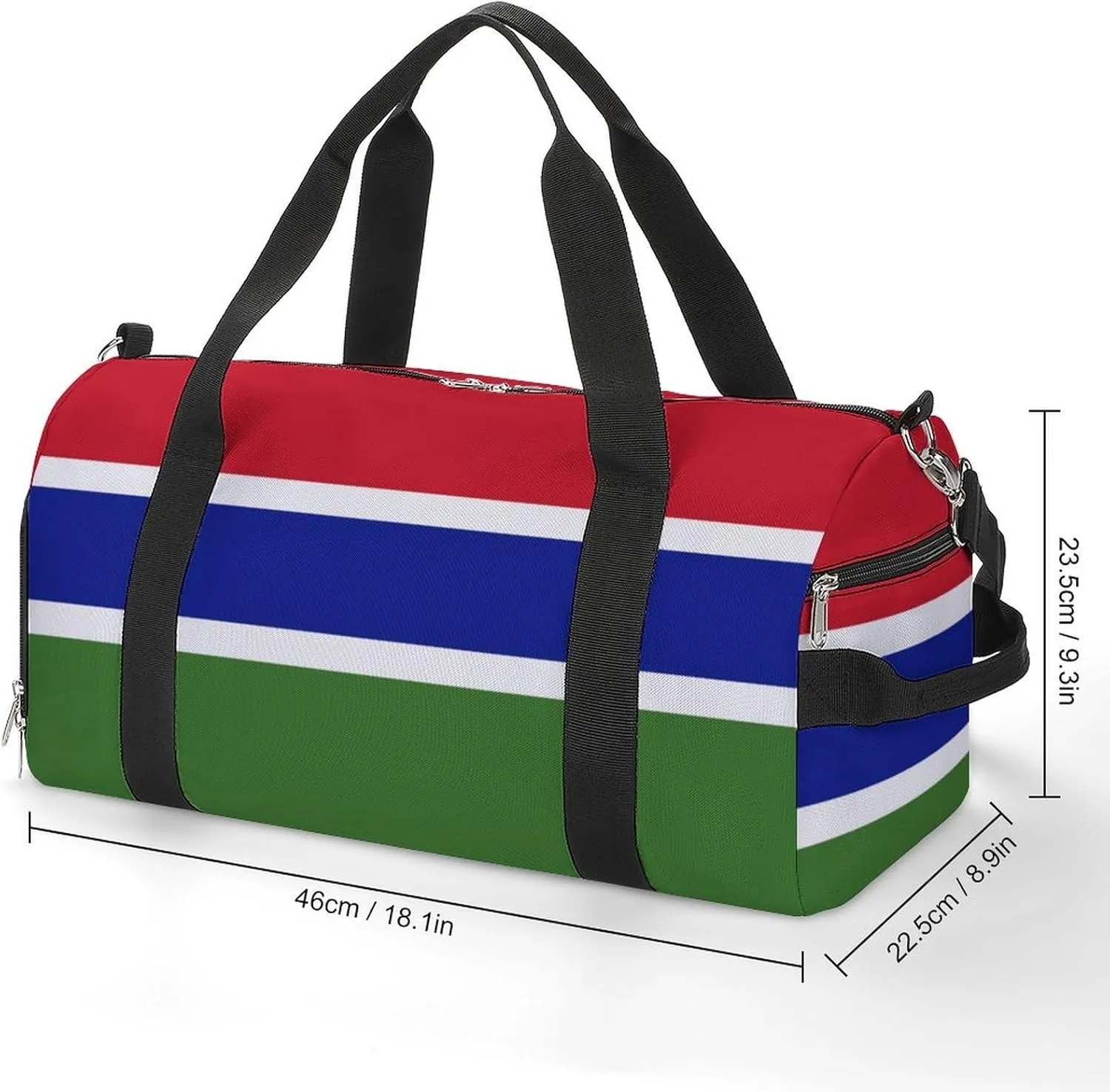 Gambia Flag Travel Gym Bag Waterproof Weekender with Shoe Compartment and Wet Pocket