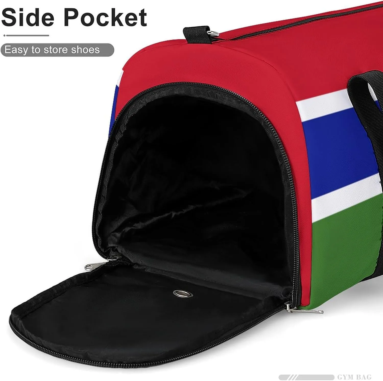Gambia Flag Travel Gym Bag Waterproof Weekender with Shoe Compartment and Wet Pocket