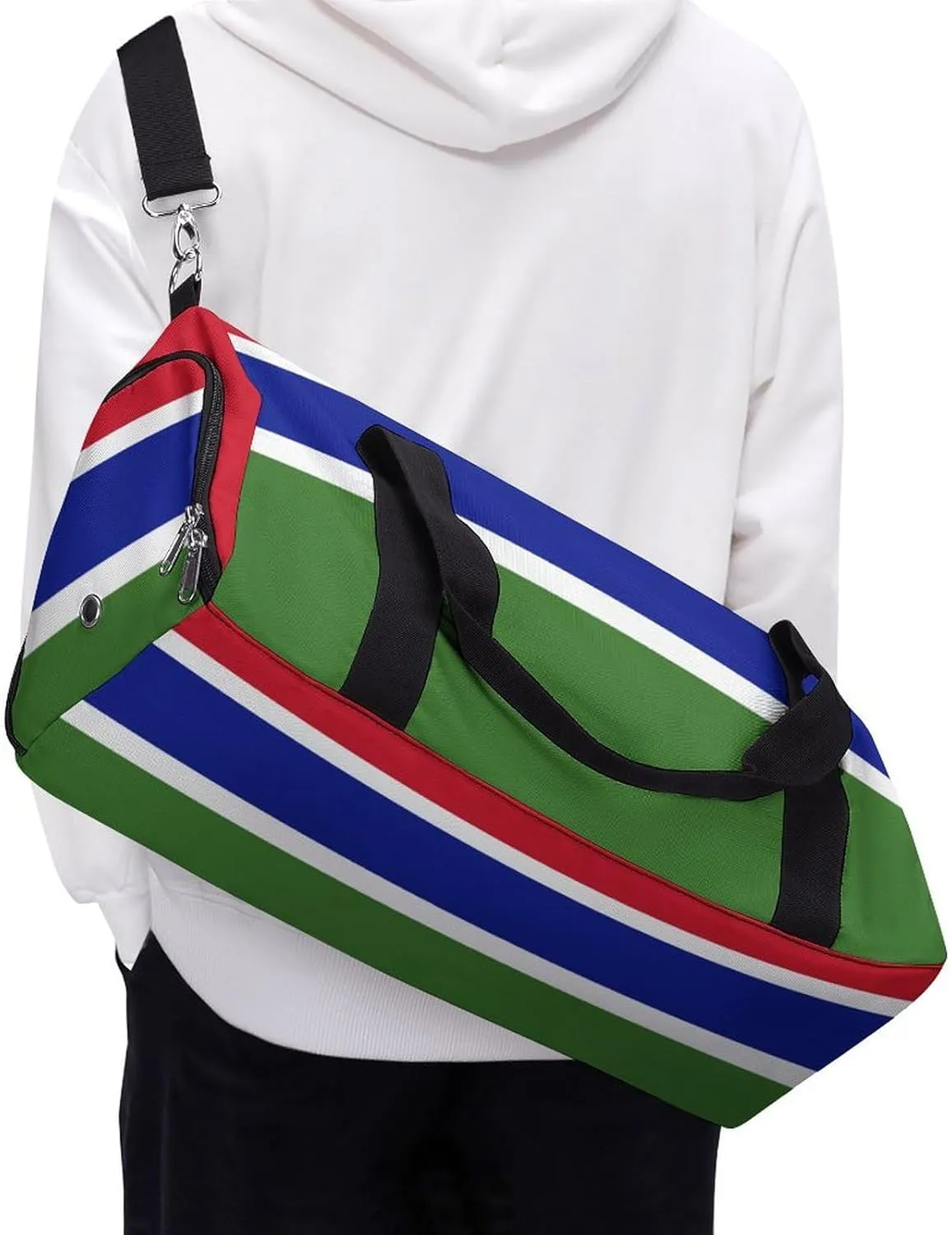Gambia Flag Travel Gym Bag Waterproof Weekender with Shoe Compartment and Wet Pocket