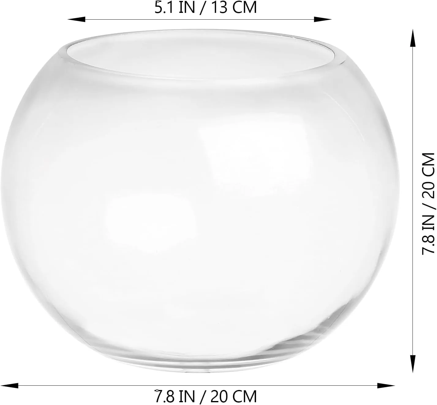GANAZONO Office Decor Clear Glass Vase with Fish Bowl Globe, Small Goldfish Tank, Bubble Planter for Wedding Event Arrangements, Home Decor - 20cm