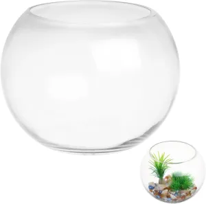 GANAZONO Office Decor Clear Glass Vase with Fish Bowl Globe, Small Goldfish Tank, Bubble Planter for Wedding Event Arrangements, Home Decor - 20cm