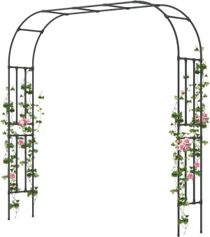 Garden Arch Trellis - Length: 98.5in, Height: 94.5in Garden Arch Arbor Trellis for Climbing Plants Outdoor - Garden Arch for Lawn, Party, Ceremony Wedding Decoration (Black)