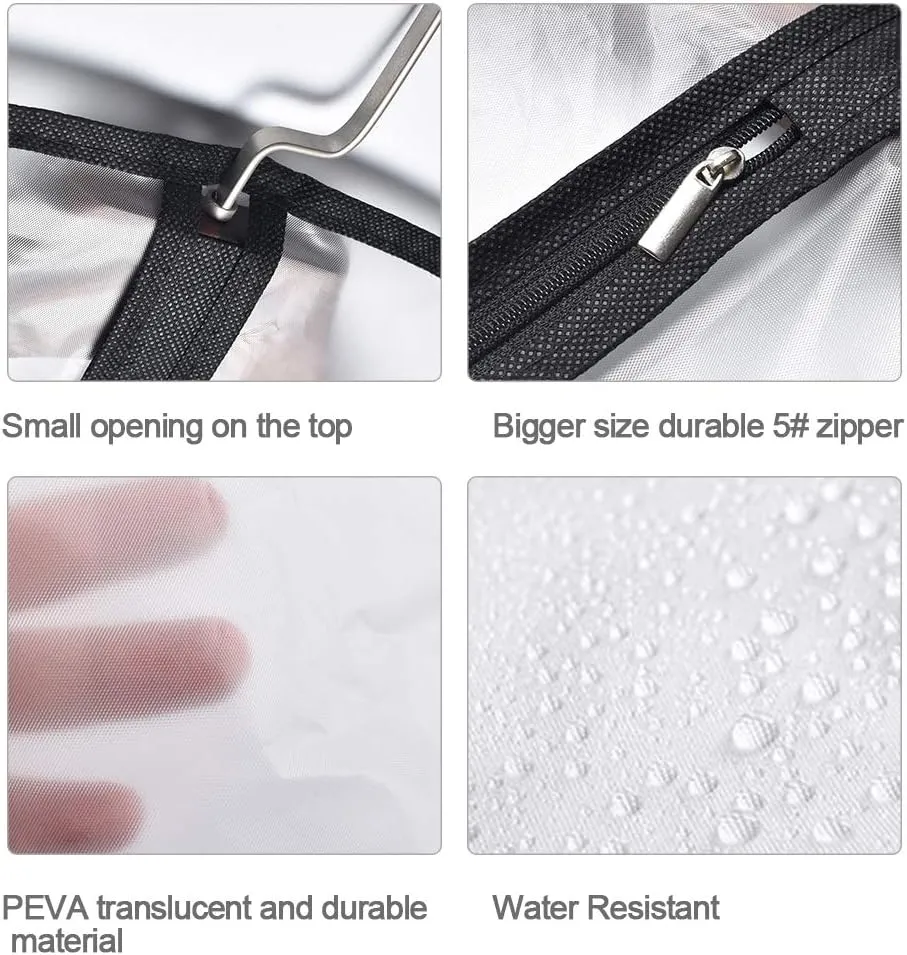 Garment Bags for Hanging Clothes 12 PCS Transparent Waterproof Dustproof Storage for Wardrobe Storage Suit Covers for Closet Cloth Cover Washable Clear Reuse Full Zipper for Suits Gowns 24''x40''