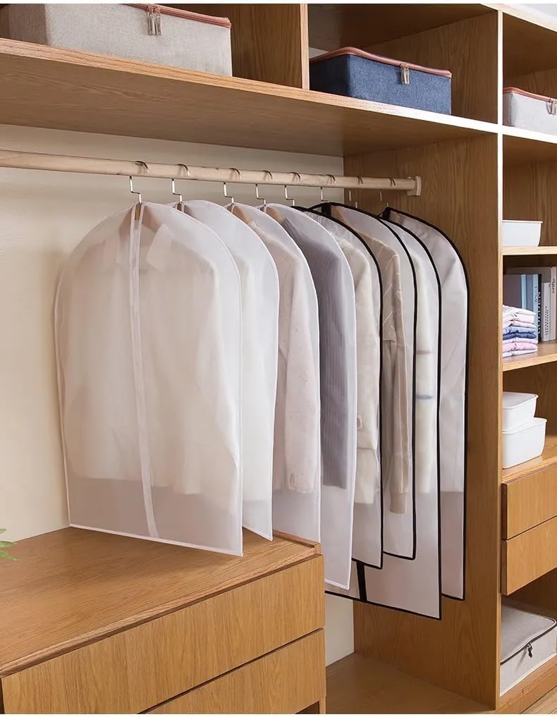 Garment Bags for Hanging Clothes 12 PCS Transparent Waterproof Dustproof Storage for Wardrobe Storage Suit Covers for Closet Cloth Cover Washable Clear Reuse Full Zipper for Suits Gowns 24''x40''