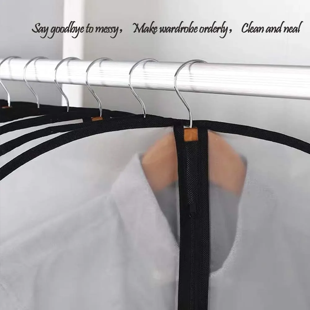 Garment Bags for Hanging Clothes 12 PCS Transparent Waterproof Dustproof Storage for Wardrobe Storage Suit Covers for Closet Cloth Cover Washable Clear Reuse Full Zipper for Suits Gowns 24''x40''