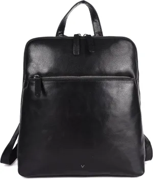 Genuine Leather Backpack for Women - 12.5 Inch with Adjustable Shoulder Strap - Stylish and Durable (Black)