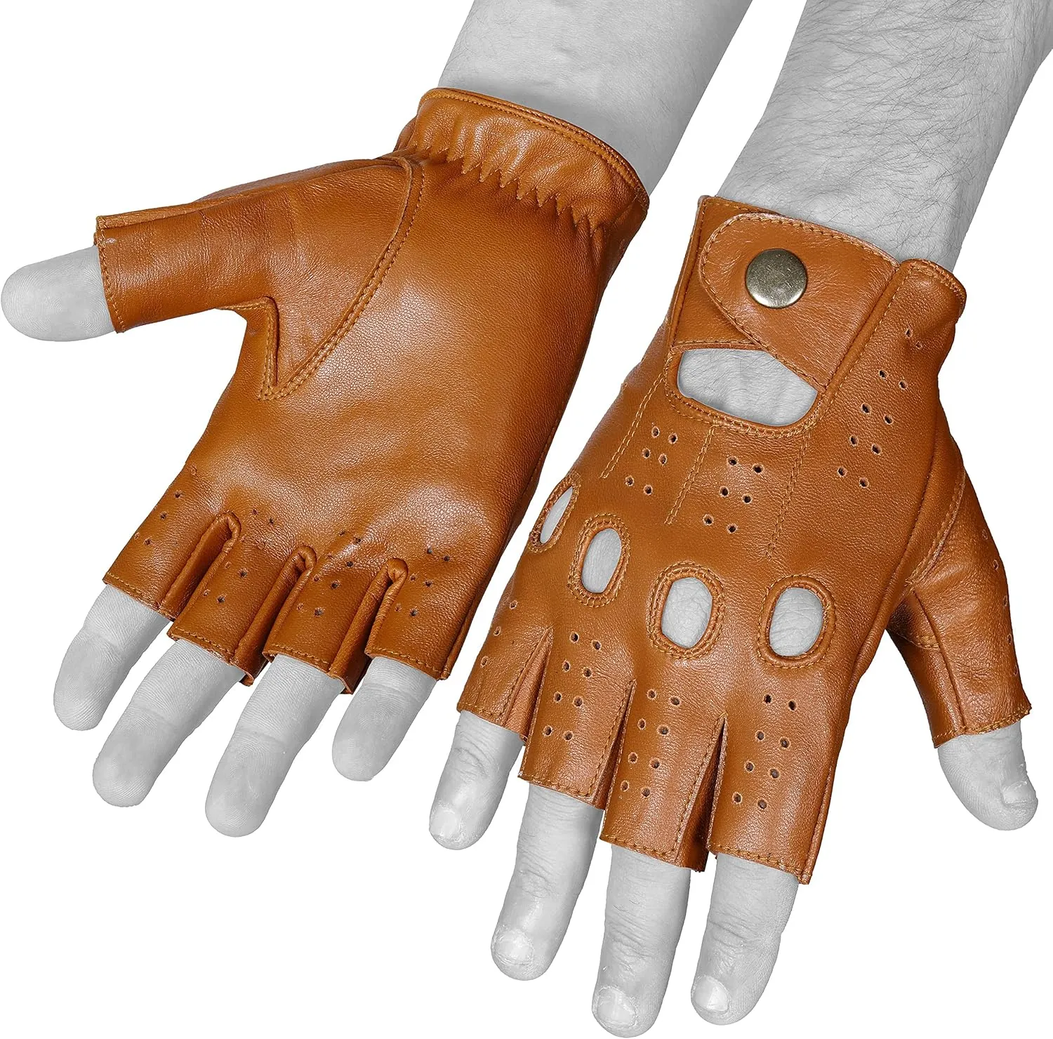 Genuine Leather Gloves, Lambskin leather gloves, motorcycle gloves, Leather Gloves, Half finger Gloves