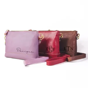 Genuine Leather Women's Crossbody Purse・Custom Engraved Mother's Day Gift・Personalized Monogram Travel Bag・Engraved Name Bag for Her (Women's Bag)