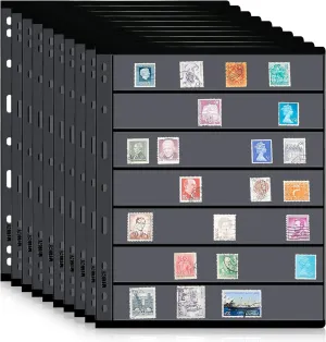 Gersoniel 10 Sheets Stamp Collecting Album Stamp Collecting Pages Supplies with Standard 9 Hole Binder Sleeves(7 Rows)