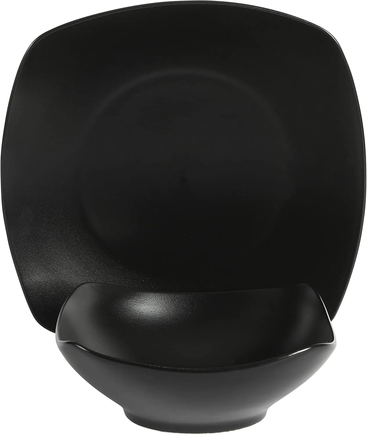 Gibson Home Zen Buffet Matte Porcelain Chip and Scratch Resistant Plates and Bowls Dinnerware Set - Black, Service for 4 (8pcs)