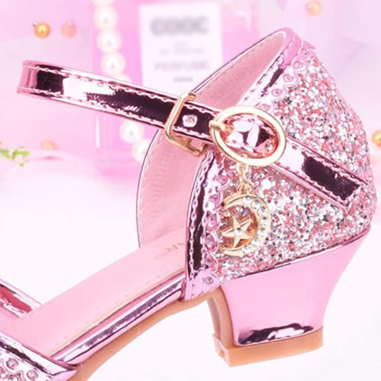 Girls Glitter Sandals Low Heels Shiny Dress Shoes with Bow Part𝐲 Wedding Flower Girl Shoe Toddler Kids Water Shoes