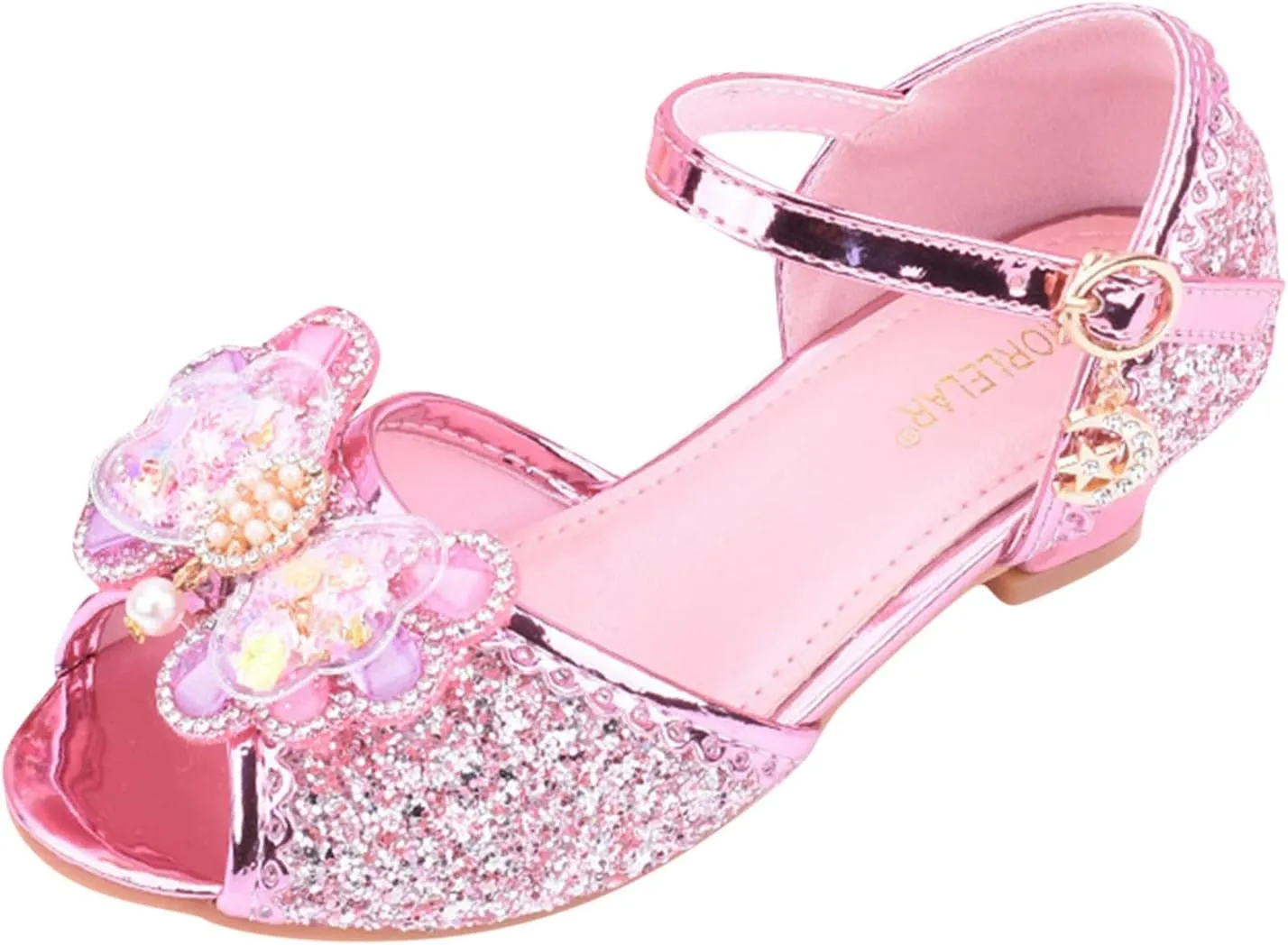 Girls Glitter Sandals Low Heels Shiny Dress Shoes with Bow Part𝐲 Wedding Flower Girl Shoe Toddler Kids Water Shoes