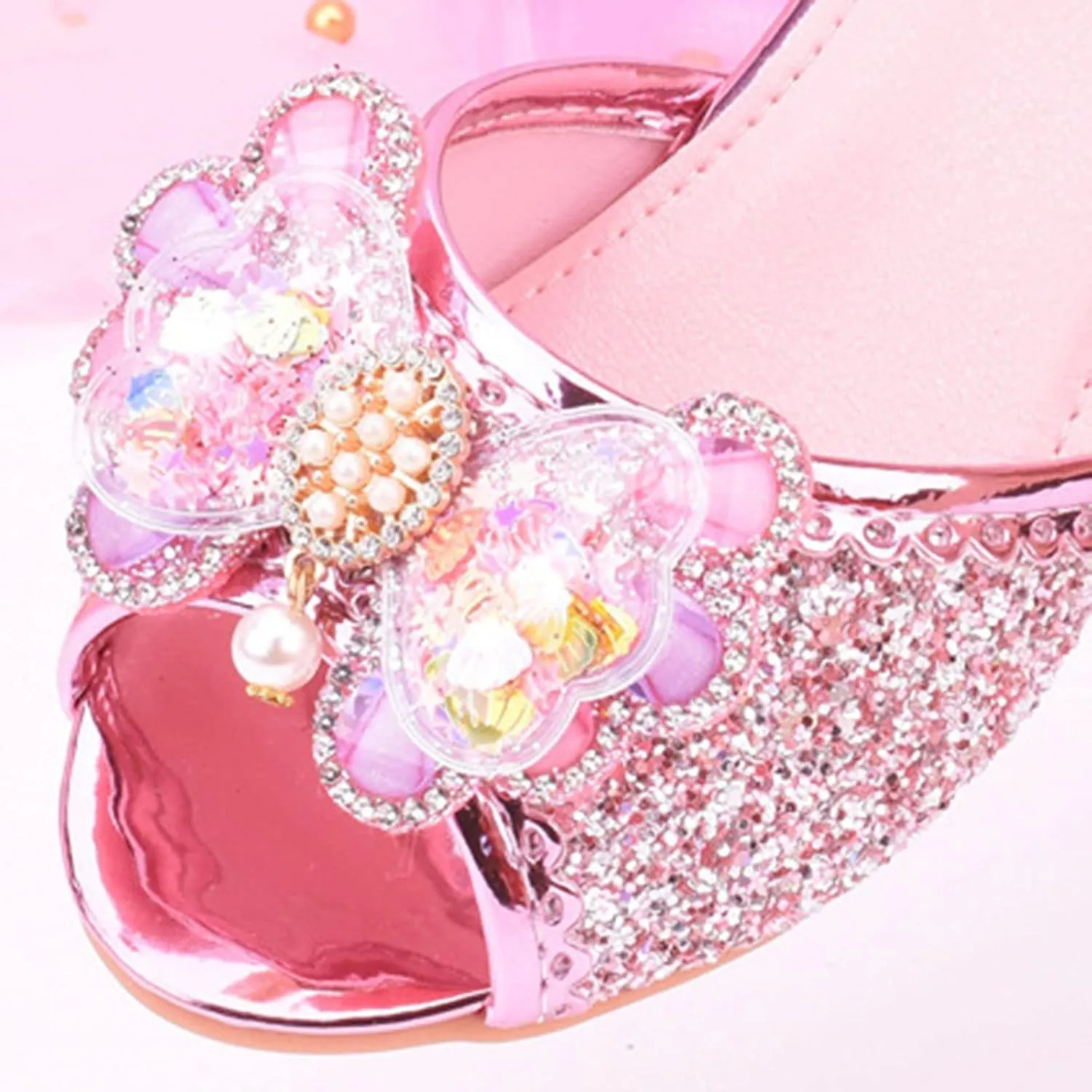 Girls Glitter Sandals Low Heels Shiny Dress Shoes with Bow Part𝐲 Wedding Flower Girl Shoe Toddler Kids Water Shoes