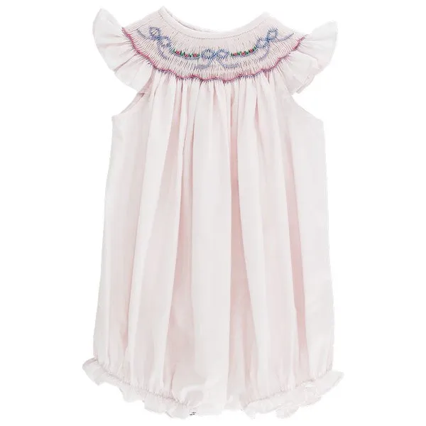 Girls Pink w/ Peri Bow Vine Bishop Short Romper