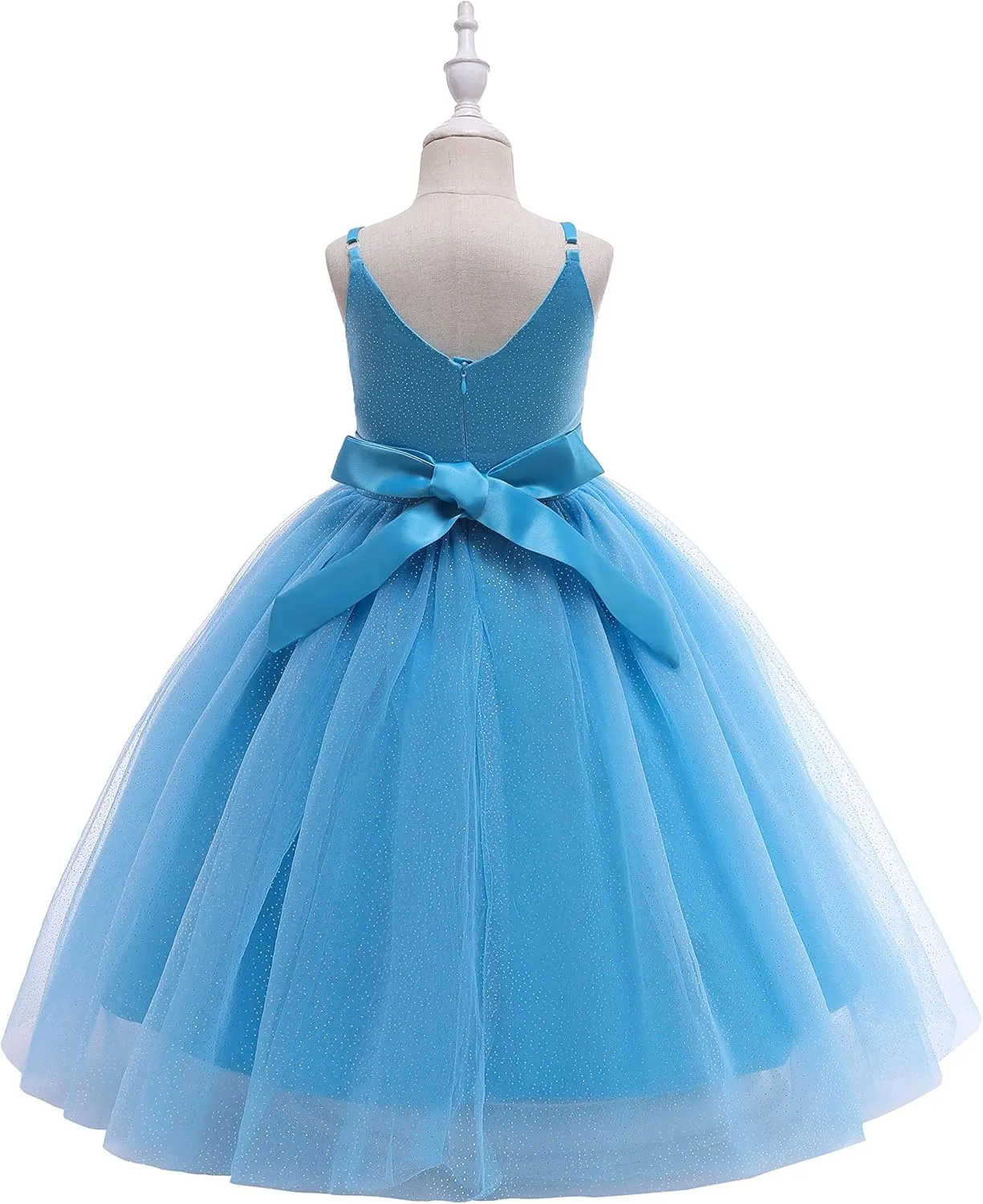 Glamulice Flower Girls Spaghetti Strap Tulle Dress Long A Line Wedding Pageant Dresses Princess Birthday Party Ball Gown