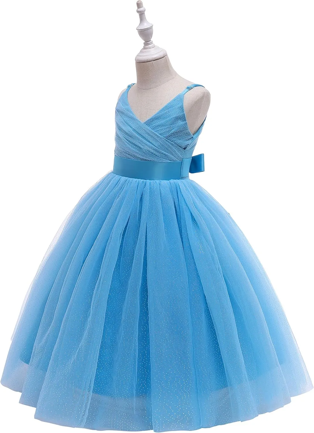 Glamulice Flower Girls Spaghetti Strap Tulle Dress Long A Line Wedding Pageant Dresses Princess Birthday Party Ball Gown
