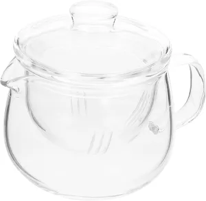 GLEAVI Heat Resistant Teapot for Home Transparent Tea Ware with Ergonomic Scald Handle for Herbal and Tea Brewing and Design