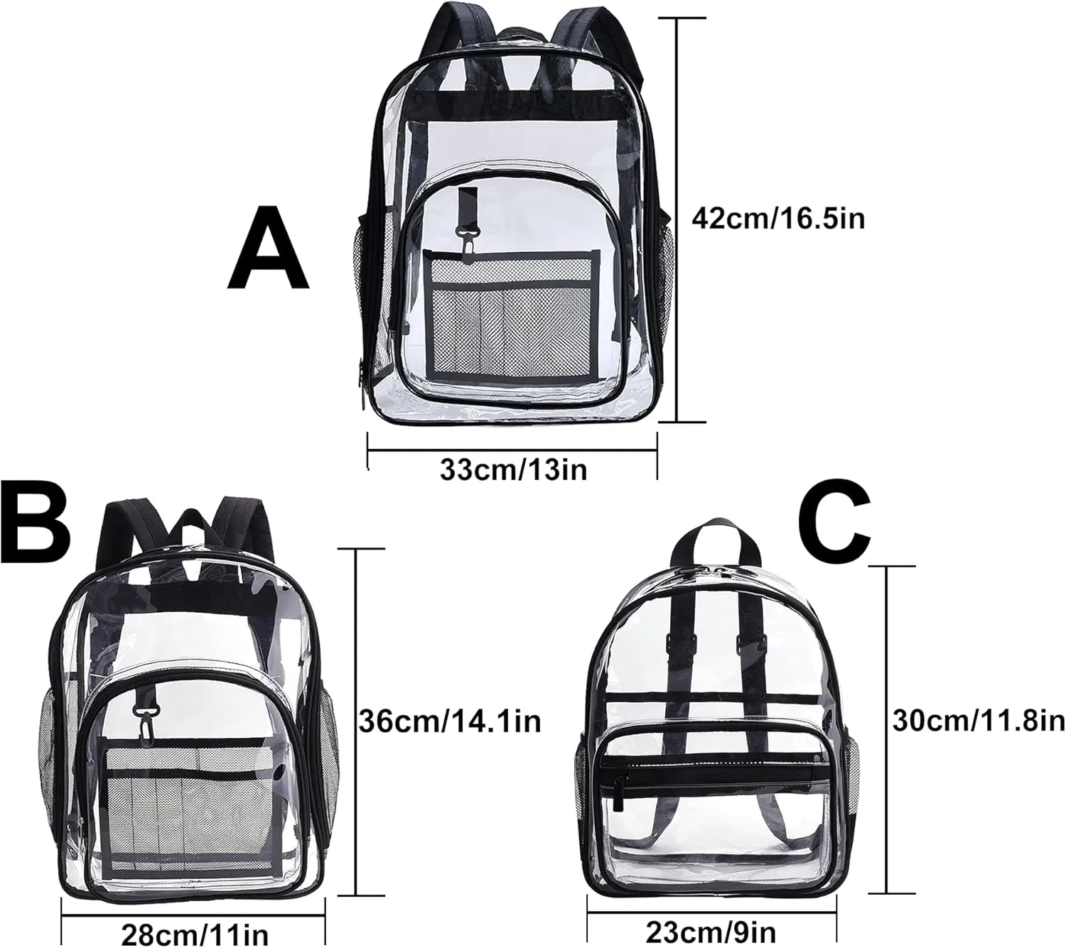 Godchoices Personalized Clear Backpack, Heavy Duty Clear Bookbag, Custom Name Backpack See Through Backpack for School