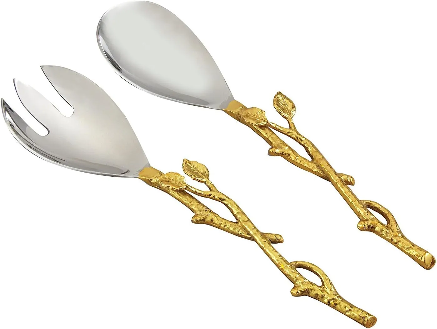 Golden Vine Salad Server Set, 12-Inch, Silver Gold