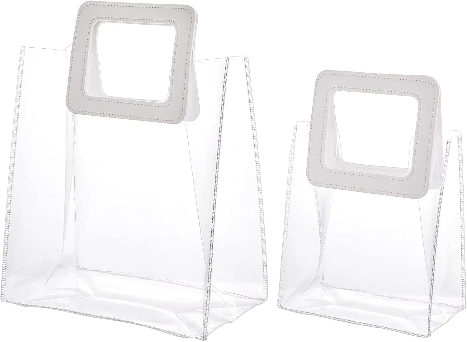GORGECRAFT 2pcs Waterproof Transparent PVC Handbag Clear Big Capacity Handbag Reusable Bags for Shopping Gym Sports Security Travel Beach Lunch Box Restaurant Takeouts