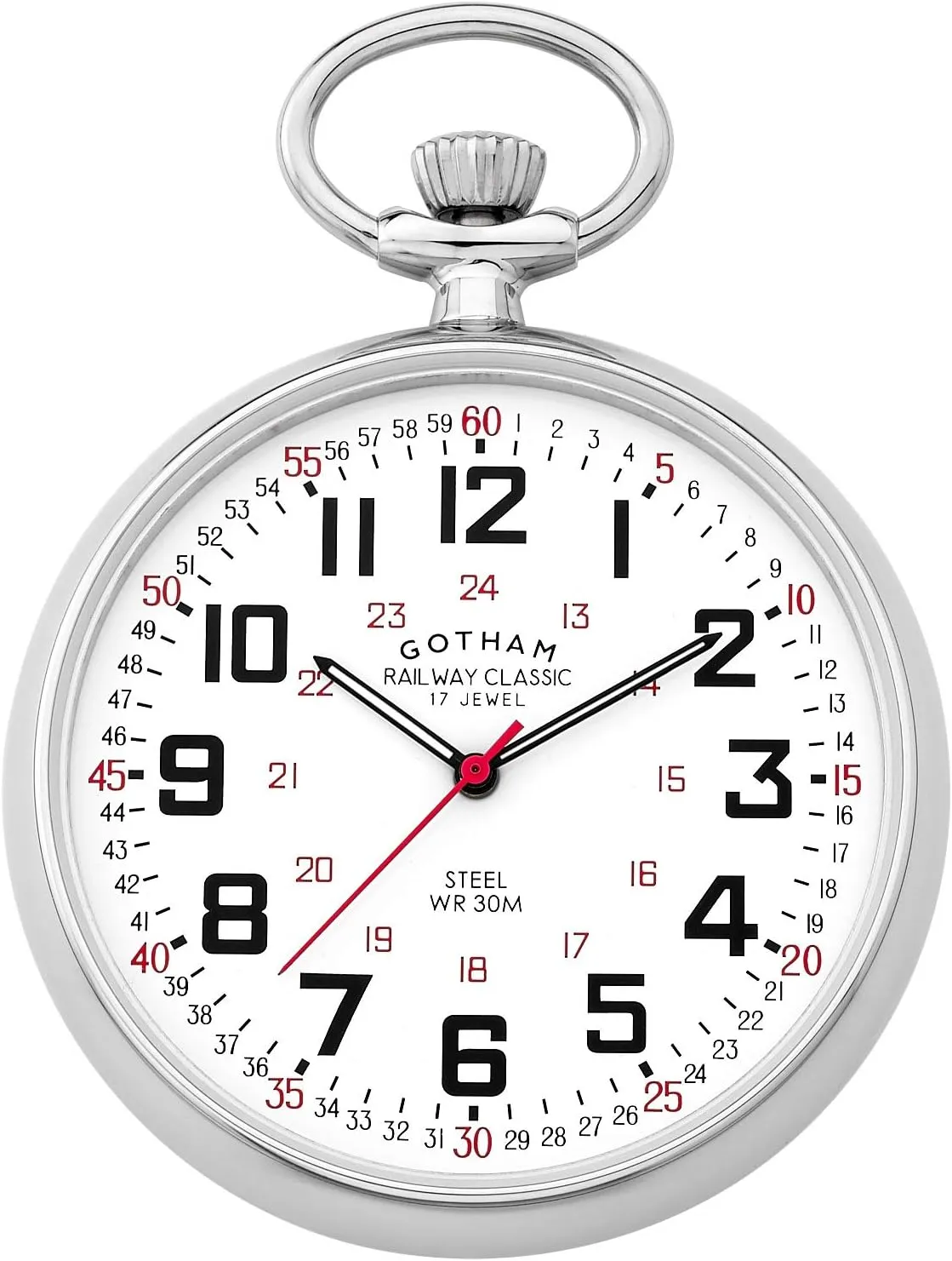 Gotham Men's Silver-Tone Mechanical Hand Wind Railroad Pocket Watch # GWC14100S