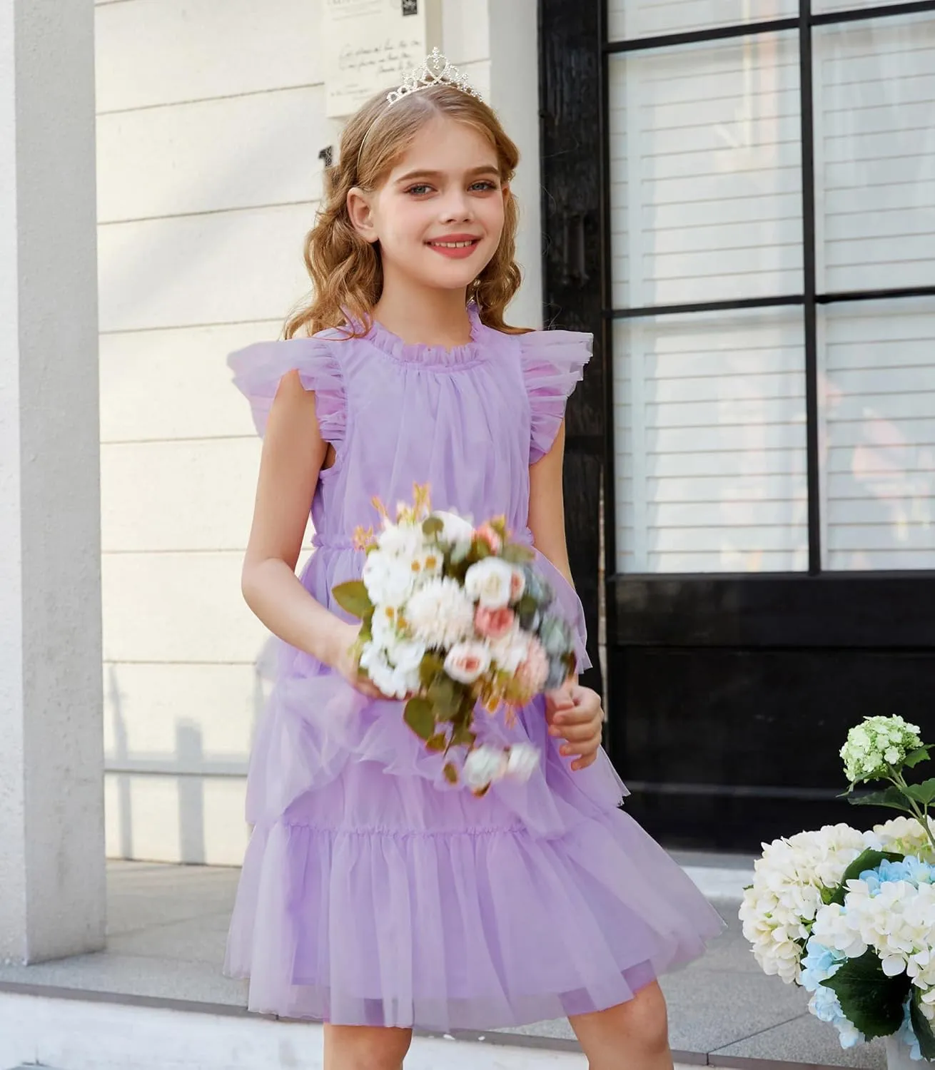 GRACE KARIN Girl Summer Birthday Party Dress Ruffle Tiered Tulle Princess Prom Dress Size 5-12