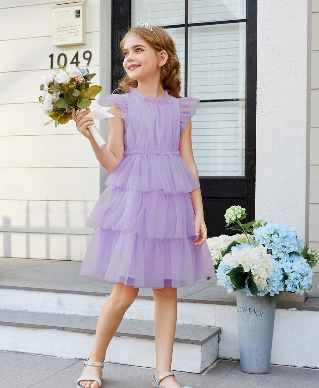 GRACE KARIN Girl Summer Birthday Party Dress Ruffle Tiered Tulle Princess Prom Dress Size 5-12
