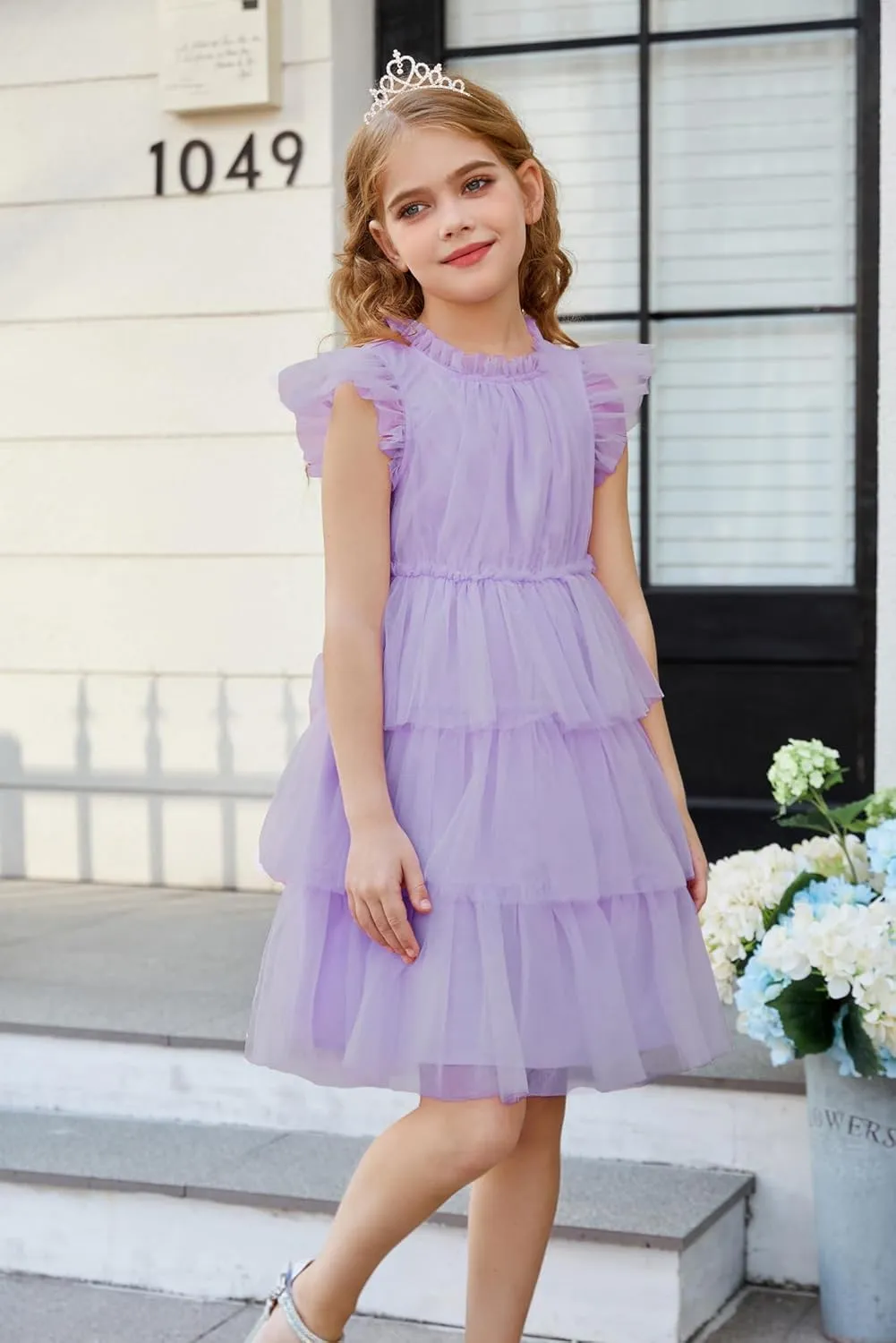 GRACE KARIN Girl Summer Birthday Party Dress Ruffle Tiered Tulle Princess Prom Dress Size 5-12