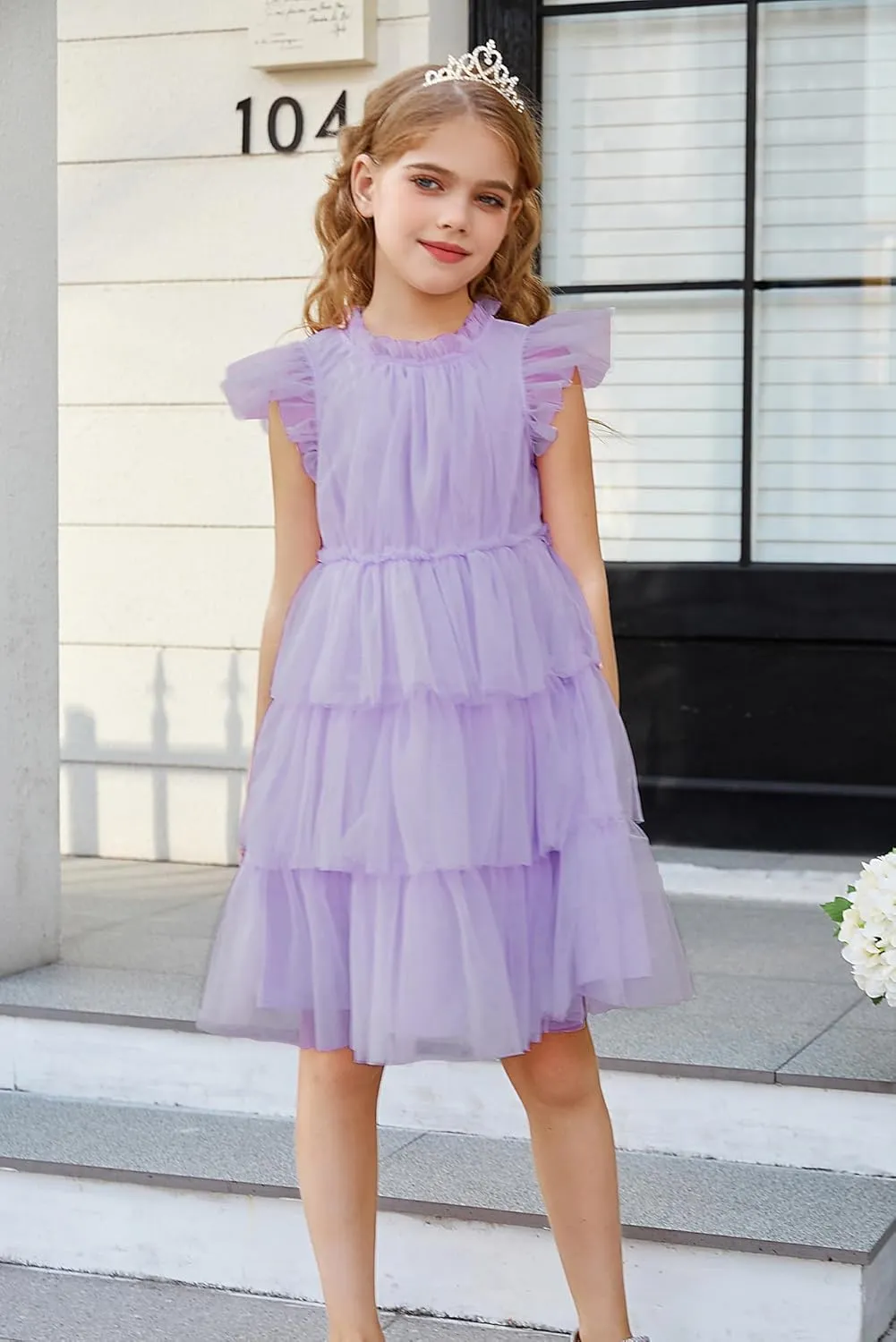 GRACE KARIN Girl Summer Birthday Party Dress Ruffle Tiered Tulle Princess Prom Dress Size 5-12