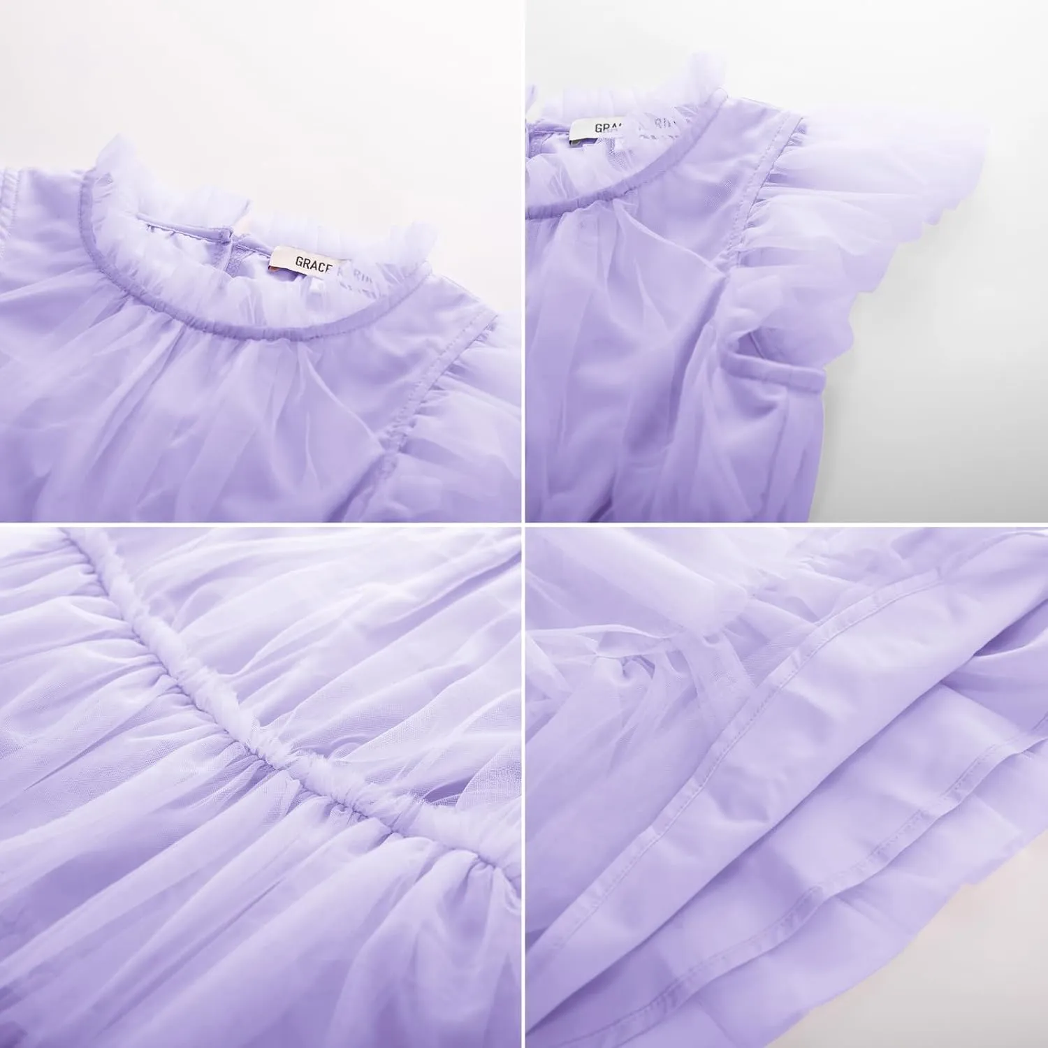 GRACE KARIN Girl Summer Birthday Party Dress Ruffle Tiered Tulle Princess Prom Dress Size 5-12
