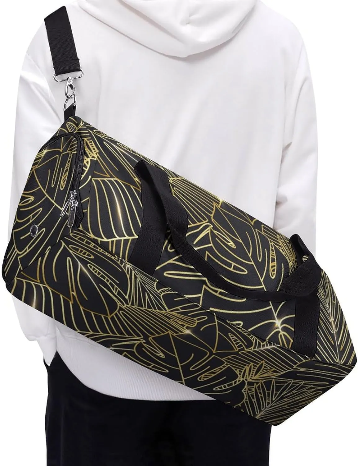 Gradient Golden Print Duffel with Shoe Compartment Lightweight Gym Bag for Women Men
