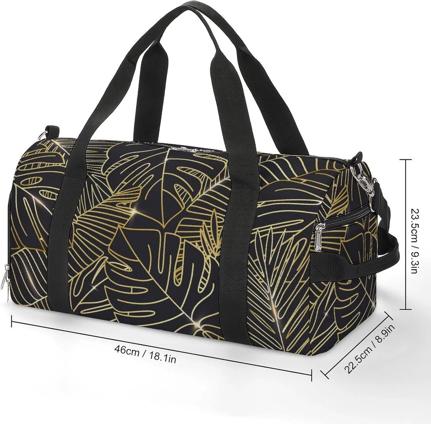 Gradient Golden Print Duffel with Shoe Compartment Lightweight Gym Bag for Women Men
